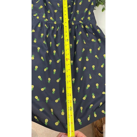 J.Crew Womens Pineapple Print Navy Dress Adjustable Straps Size 10 - Picture 15 of 16